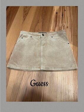 Guess Tan Mini Pencil Skirt Corduroy Cargo Style Vintage Y2K